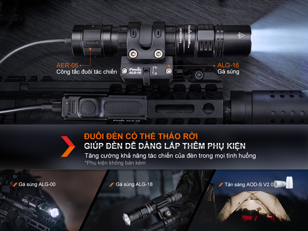 Đèn pin FENIX PD36R PRO sáng 2800lm chiếu xa 380m pin 21700 5000mAh sạc USB C công tắc kép phản ứng nhanh