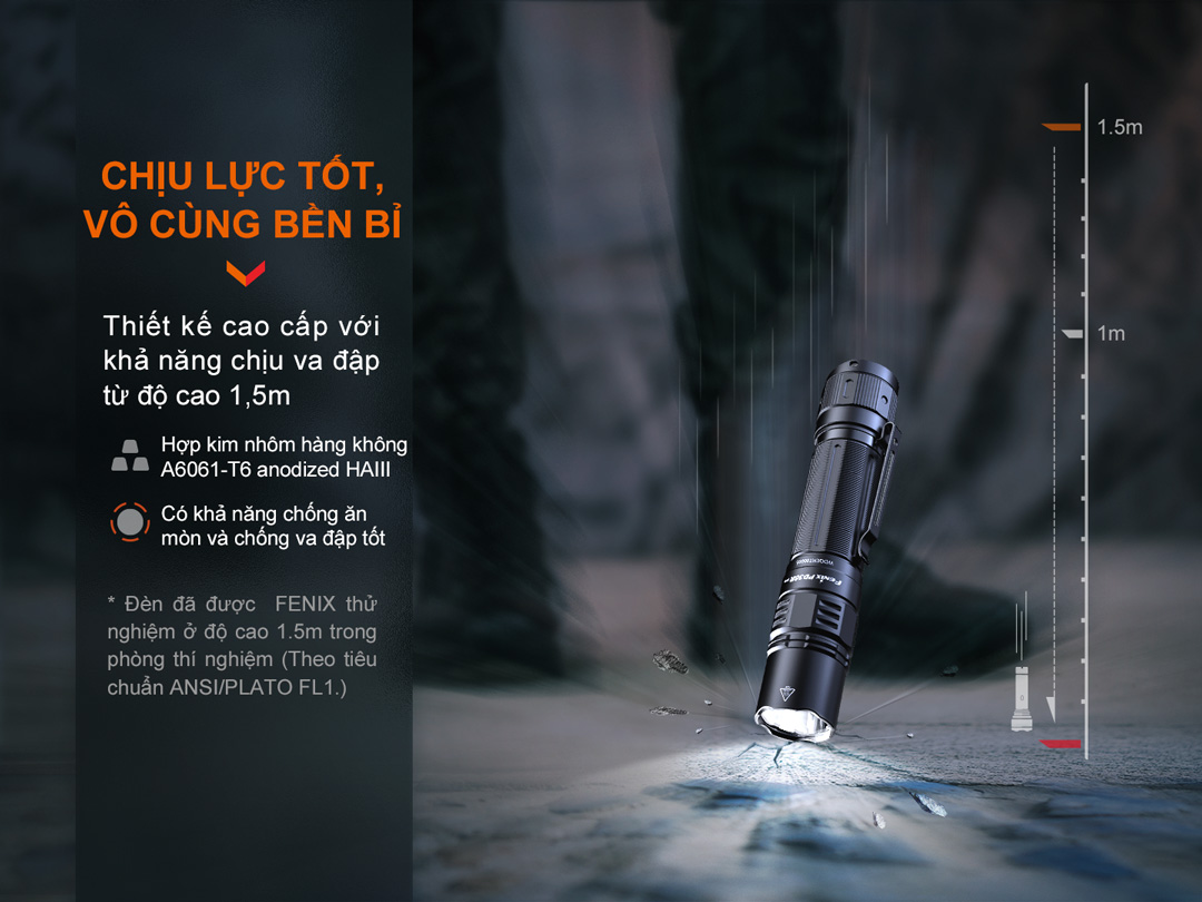 Đèn pin FENIX PD36R PRO sáng 2800lm chiếu xa 380m pin 21700 5000mAh sạc USB C công tắc kép phản ứng nhanh