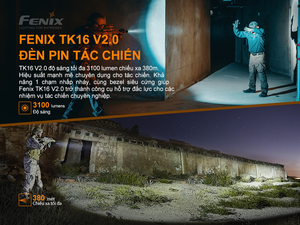 Đèn pin FENIX TK16 V2.0 độ sáng 3100 lumen chiếu xa 380m