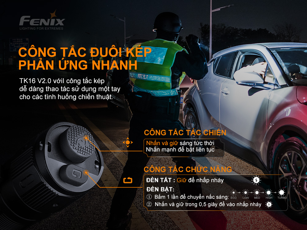 Đèn pin FENIX TK16 V2.0 độ sáng 3100 lumen chiếu xa 380m