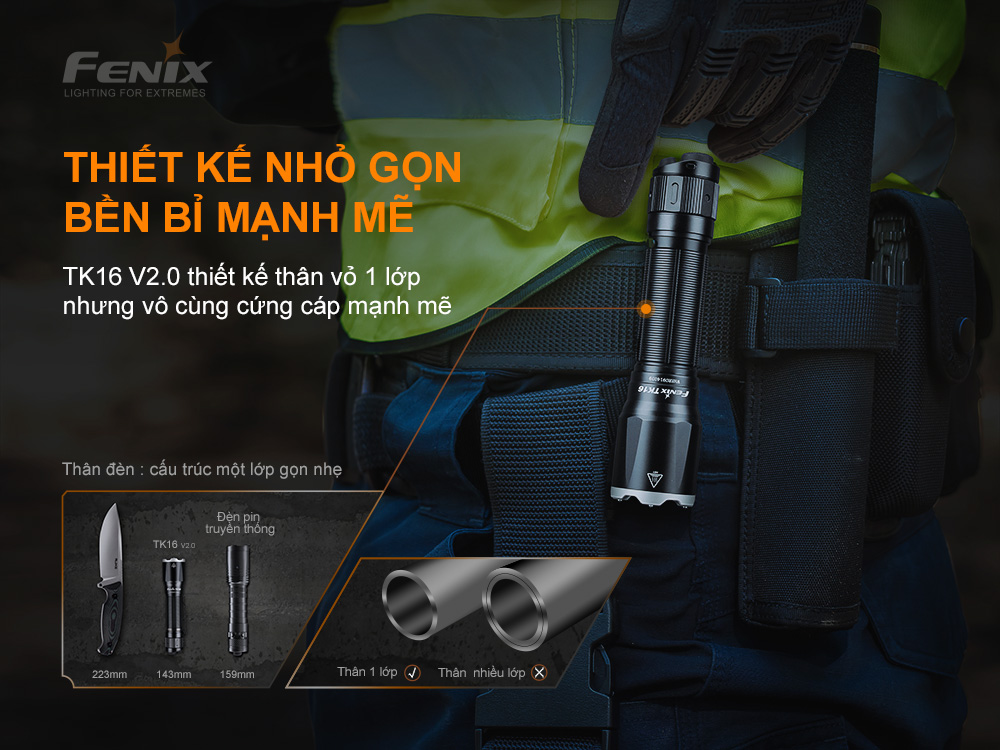 Đèn pin FENIX TK16 V2.0 độ sáng 3100 lumen chiếu xa 380m