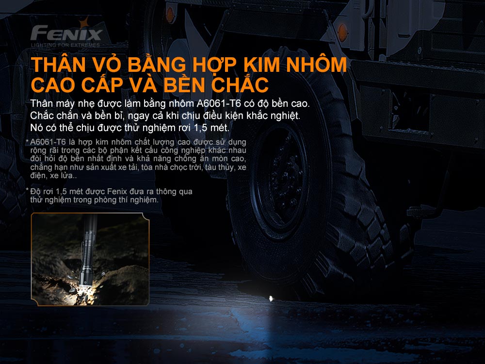 Đèn pin FENIX TK11R sáng 1600 lumen chiếu xa 420m pin sạc 18650 USB-C công tắc đuôi kép phản ứng nhanh