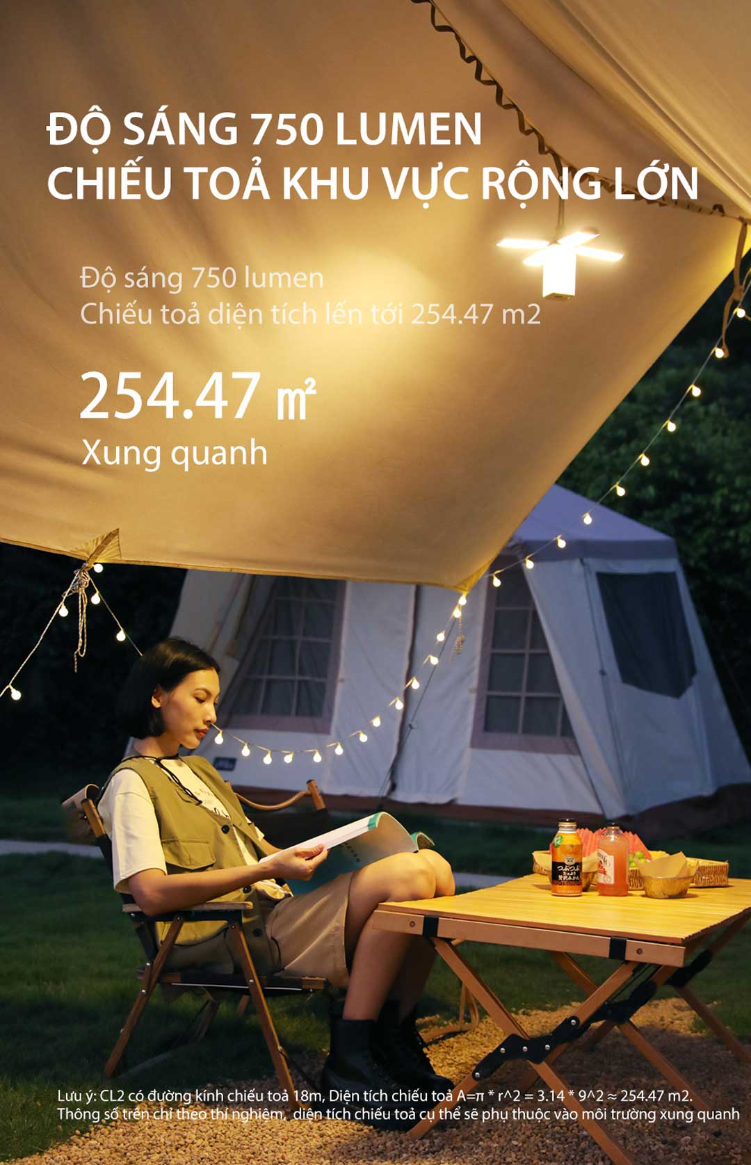 Đèn gập cắm trại Klarus CL2 Pro sáng 750 lumen chiếu tỏa 360 độ pin liền thân 14000mAh USB-C PowerBank