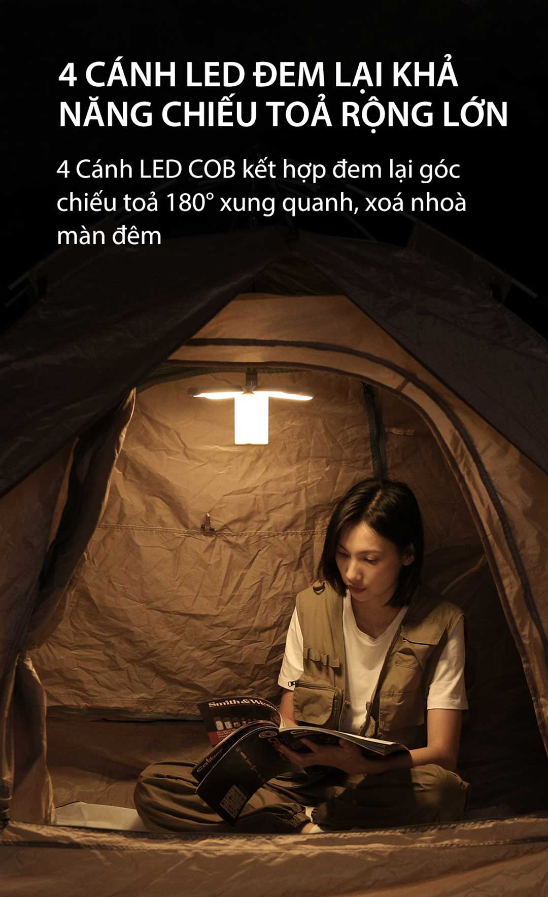 Đèn gập cắm trại Klarus CL2 Pro sáng 750 lumen chiếu tỏa 360 độ pin liền thân 14000mAh USB-C PowerBank