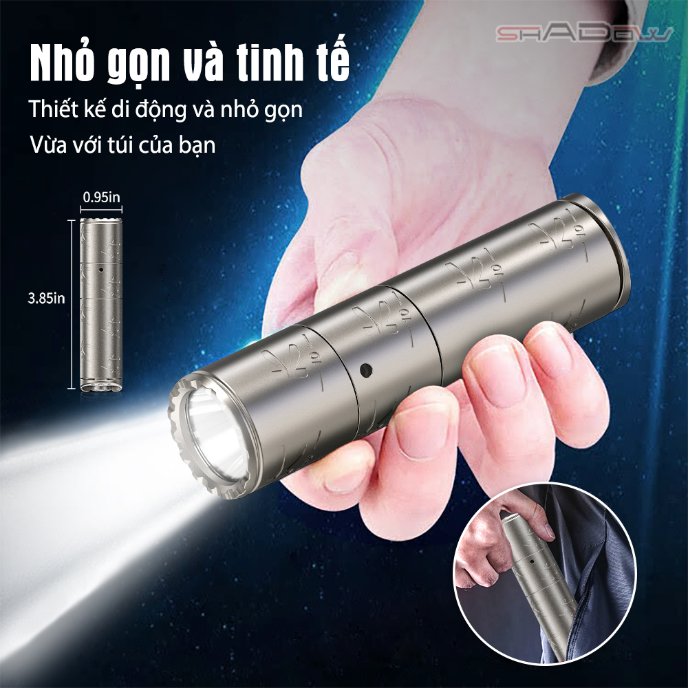 đèn pin titanium Klarus K10 có thiết kế nhỏ gọn