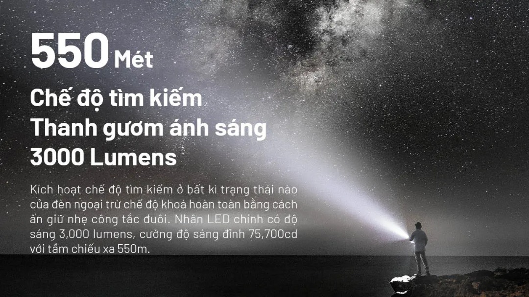 Đèn pin NITECORE EDC35 độ sáng 5000 lumen chiếu xa 550m pin 21700 cổng sạc USB-C