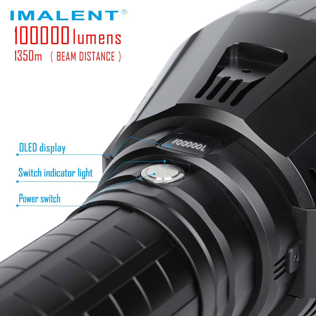 Đèn pin IMALENT MS18 sáng 100.000lm chiếu xa 1.350m 18 LED XHP70.2 sạc DC