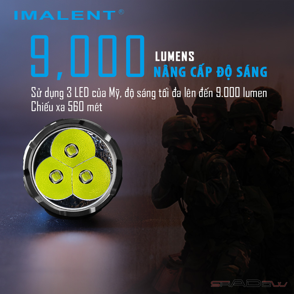 Đèn pin IMALENT R30C độ sáng 9000lm chiếu xa 560m pin sạc 21700 cổng sạc Type-C