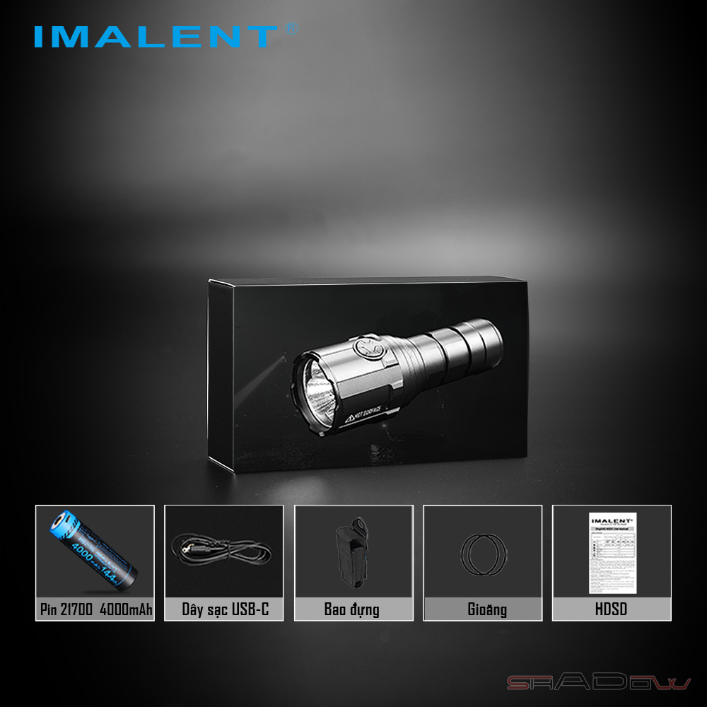 Đèn pin IMALENT R30C độ sáng 9000lm chiếu xa 560m pin sạc 21700 cổng sạc Type-C