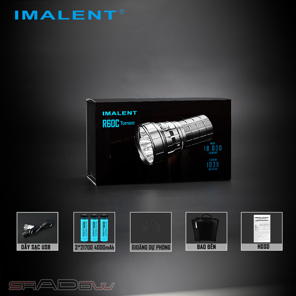 Đèn pin siêu sáng IMALENT R60C sáng 18000lm chiếu xa 1038m