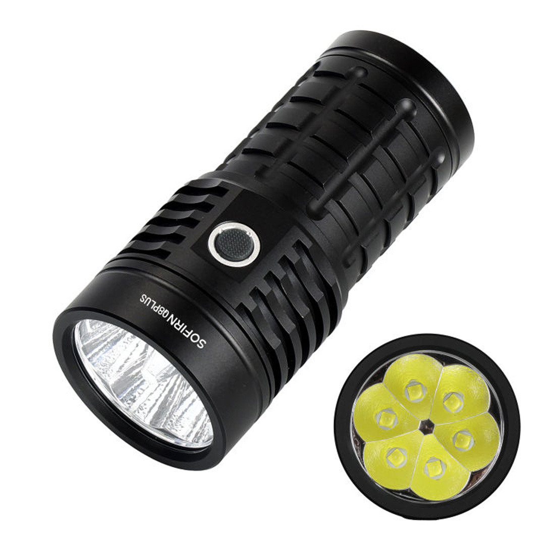 Đèn pin siêu sáng SOFIRN Q8 Plus độ sáng 16000 lumen tầm chiếu xa 554m kèm 3 pin 21700 USB-C Powerbank
