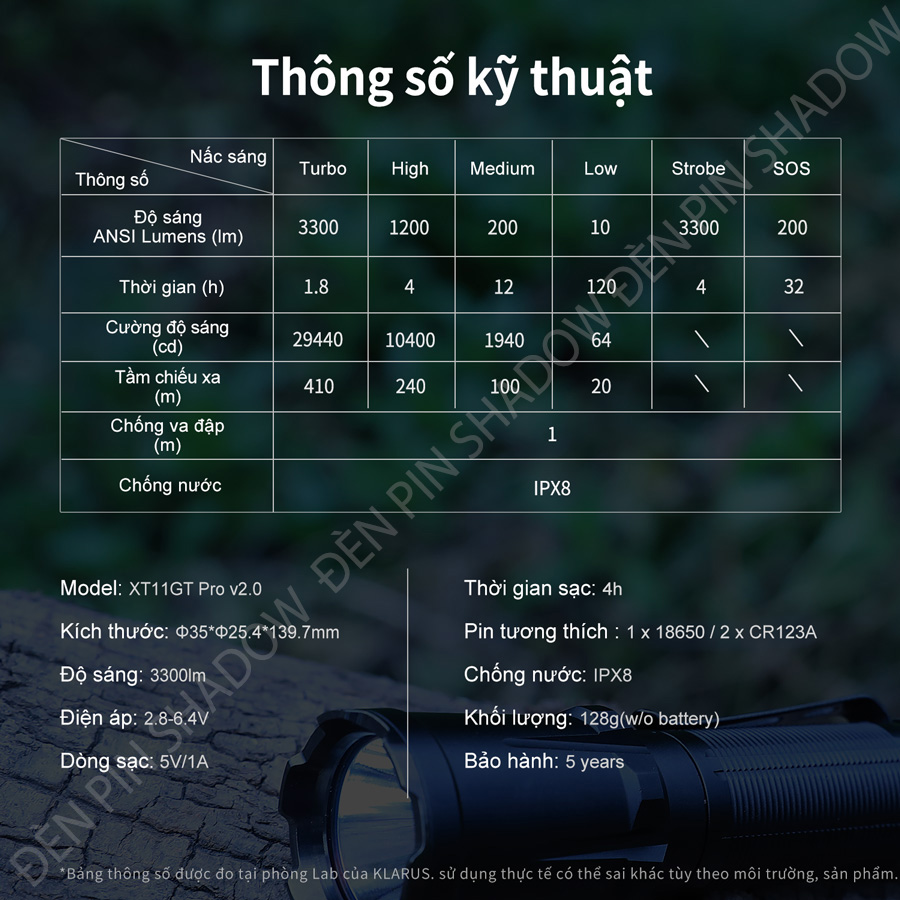 Đèn pin đặc chủng KLARUS XT11GT PRO V2 sáng 3300 lumen chiếu xa 410m