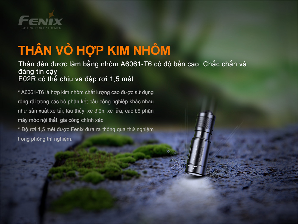 Đèn pin mini móc khóa FENIX E02R độ sáng 200 lumen chiếu xa 49m