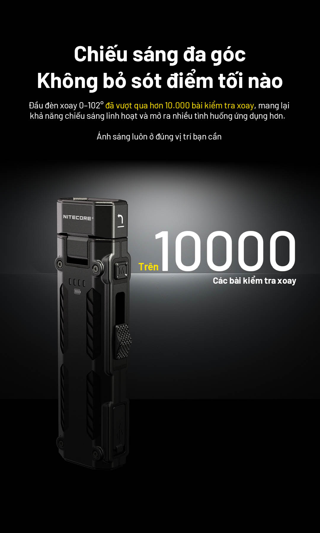 NITECORE EDC09 – Đèn pin EDC xoay đầu đa năng sáng 1600 lm 3 nhiệt màu sáng CRI