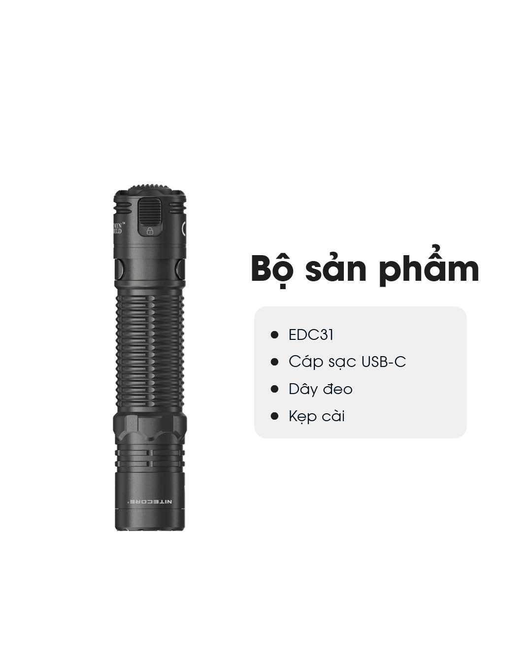 Đèn pin NITECORE EDC31 sáng 3500 Lumens chiếu xa 380m nhỏ gọn kiêm tác chiến