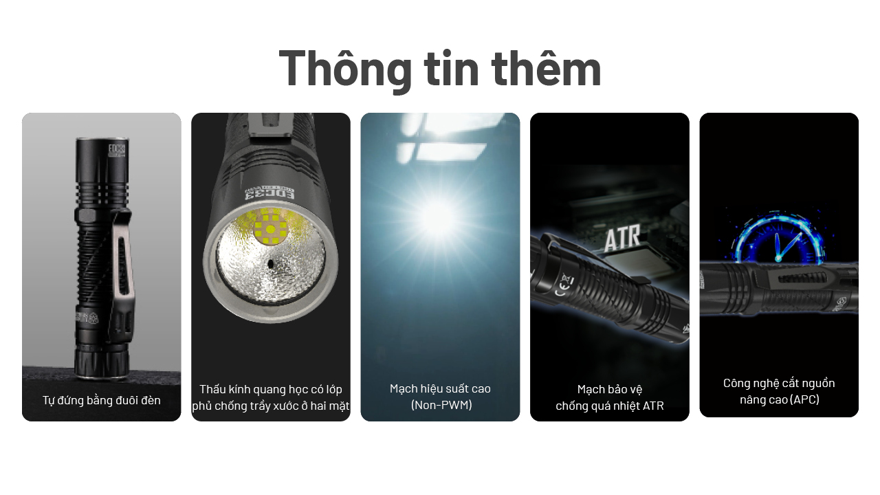 Đèn pin NITECORE EDC33 sáng 4000 lumen chiếu xa 450m pin dung lượng 18650 4000mAh sạc USB C