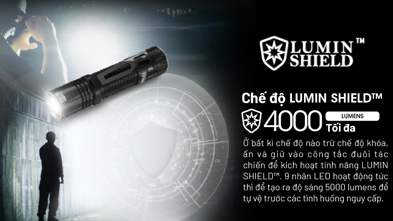 Đèn pin NITECORE EDC33 sáng 4000 lumen chiếu xa 450m pin dung lượng 18650 4000mAh sạc USB C
