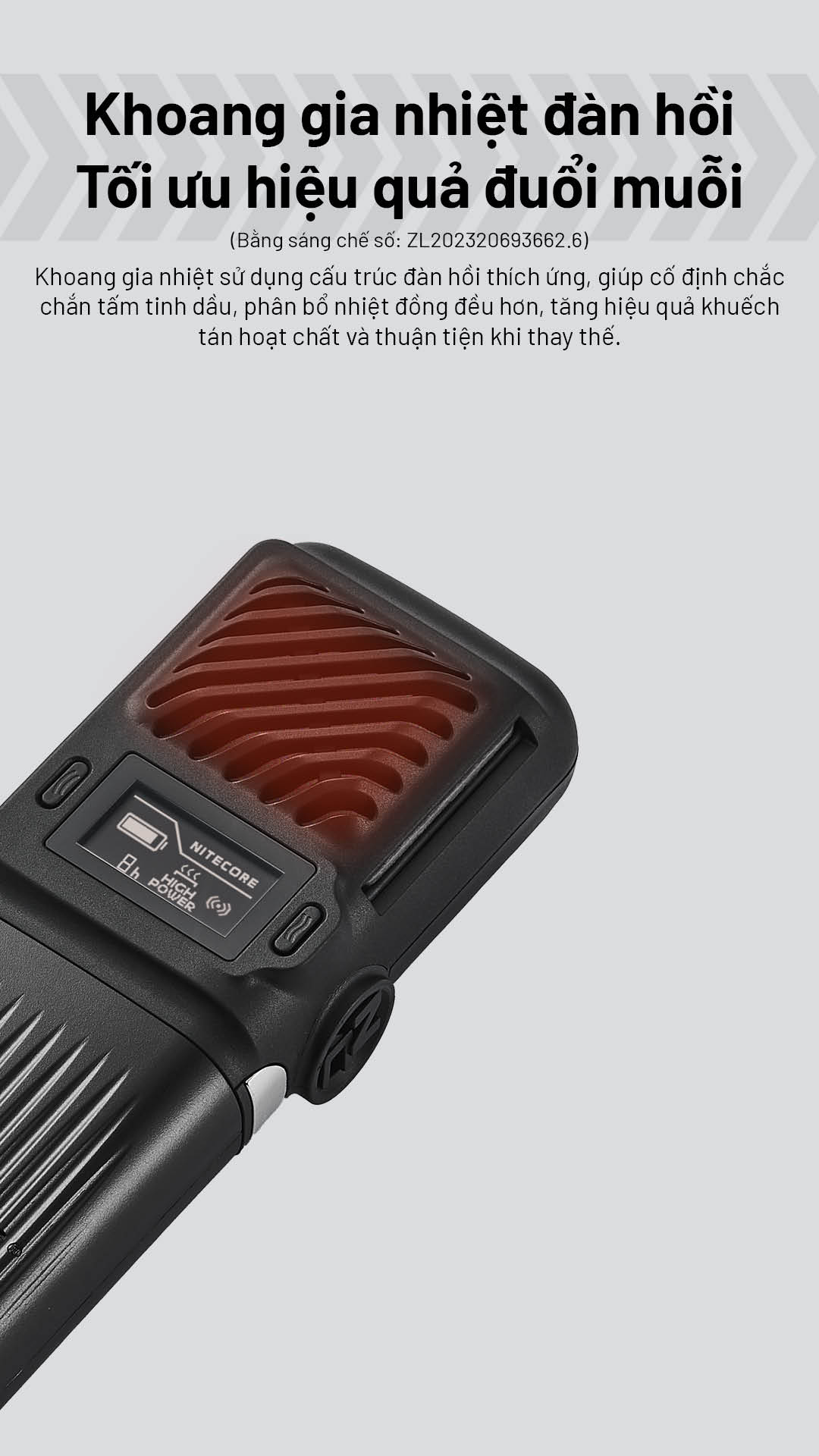 buồng sưởi đàn hồi Nitecore EMR25, giữ thảm diệt muỗi cố định, tỏa nhiệt đồng đều, dễ thay thế