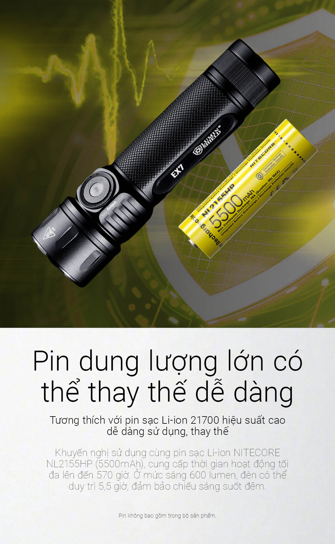 NITECORE EX7 – Đèn pin tuỳ chỉnh ánh sáng, sáng 6000lm chiếu xa 500m