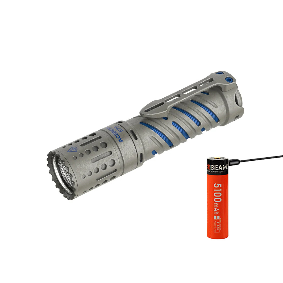 Đèn pin ACEBEAM E70 Titanium độ sáng 4000lumen chiếu xa 240m pin 21700 USB-C