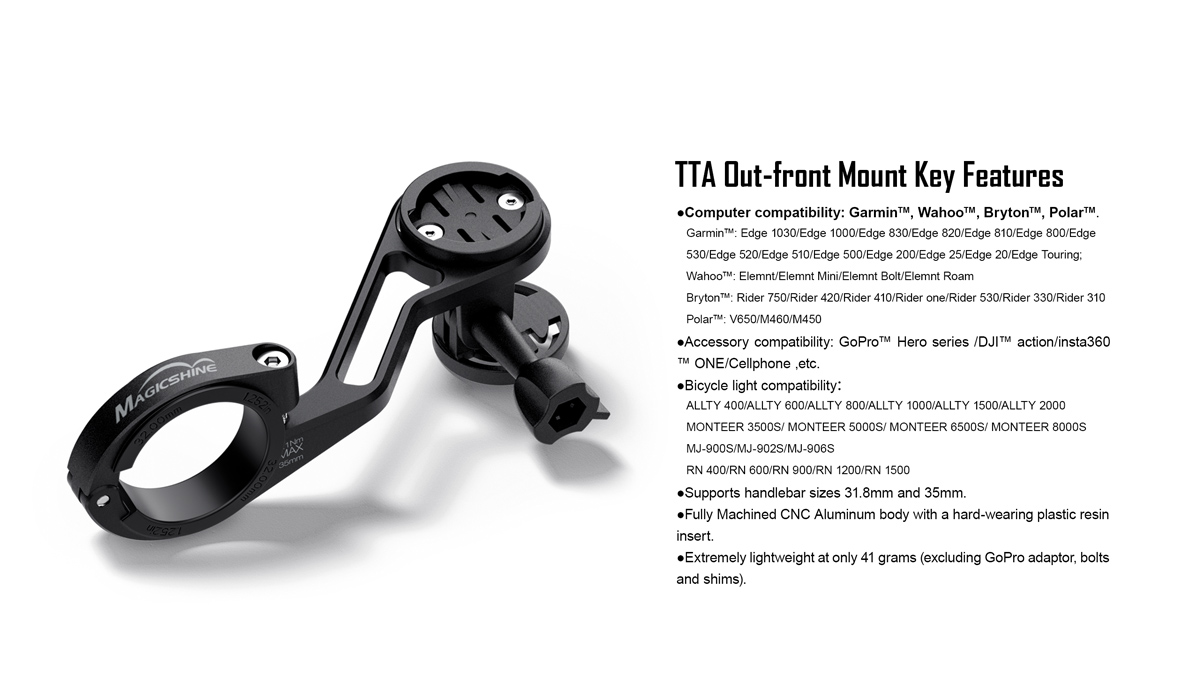 Thông số kỹ thuật của giá treo đèn pin xe đạp Magicshine TTA Mount