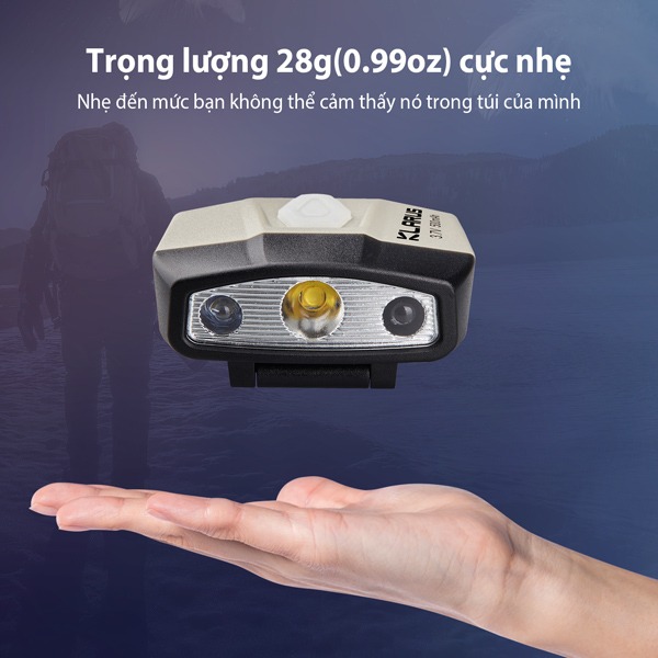 Đèn pin đội đầu KLARUS HC5 có trọng lượng nhẹ chỉ 28g