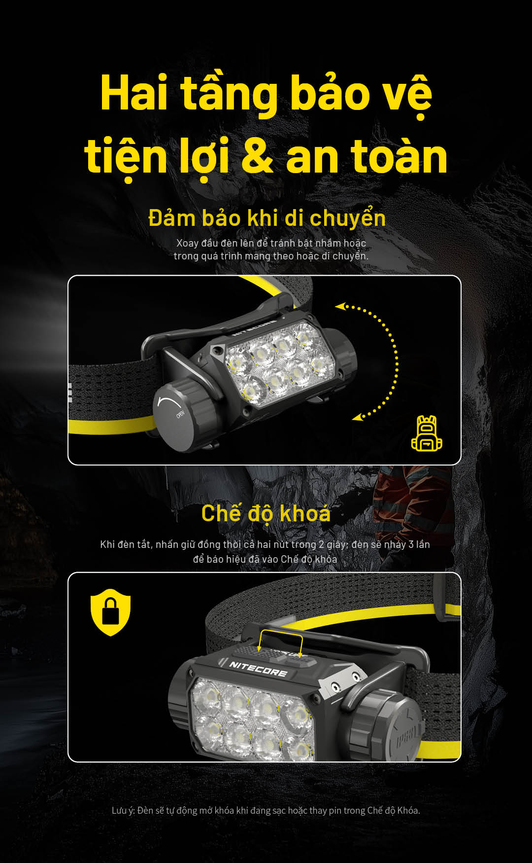 Đèn pin đội đầu NITECORE HC75 UHE – 3000lm chiếu xa 192m chỉnh ánh sáng Xa&Toả