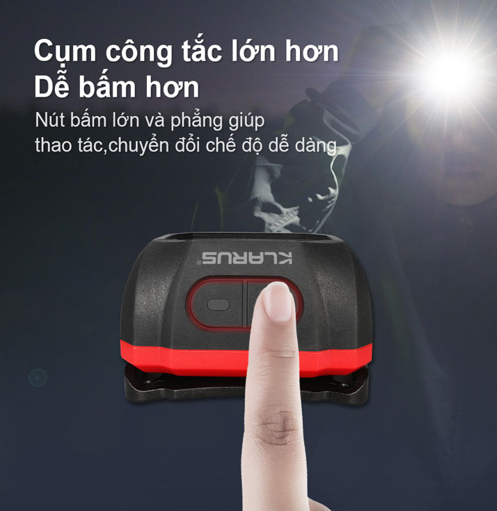 Đèn đội đầu KLARUS HM1 có công tắc lớn