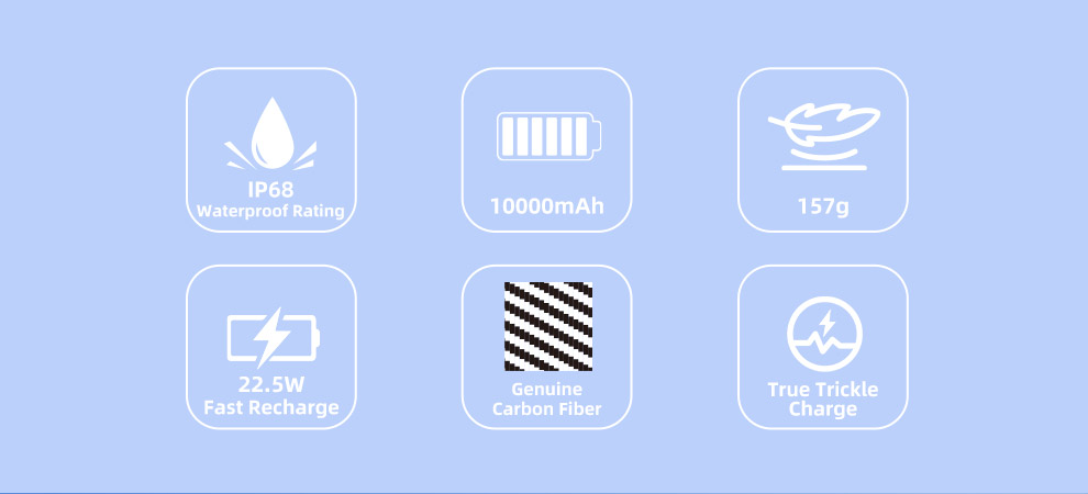 Sạc pin dự phòng siêu nhẹ KLARUS K5 10.000mAh làm từ sợi carbon chống nước IP68