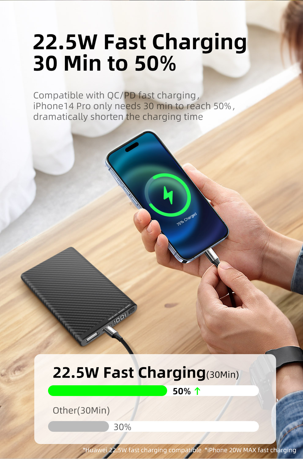Sạc pin dự phòng siêu nhẹ KLARUS K5 10.000mAh làm từ sợi carbon chống nước IP68