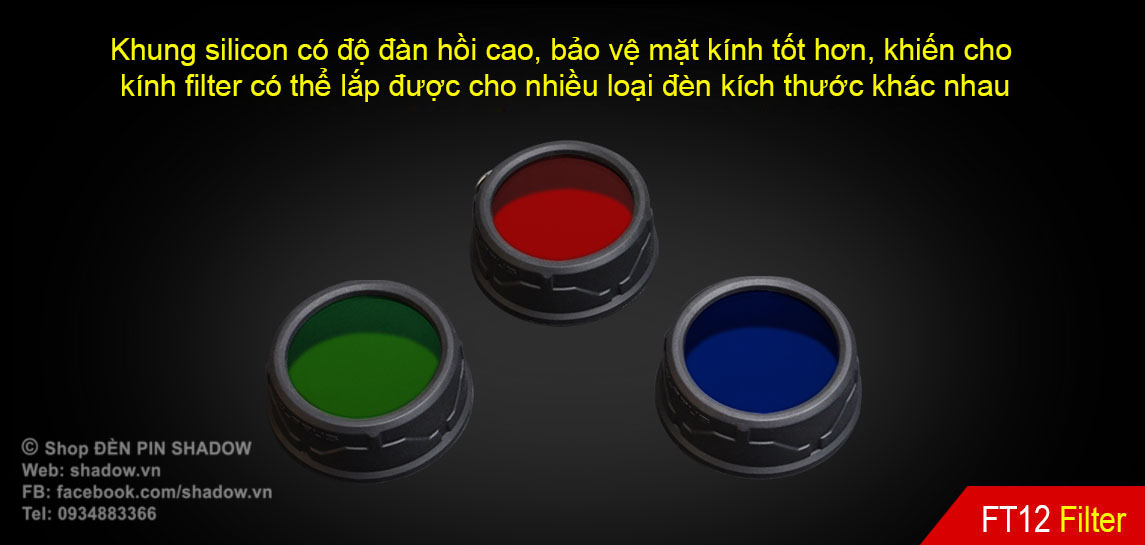Kính lọc màu chuyên nghiệp KLARUS FT12 tương thích với Klarus XT12GT