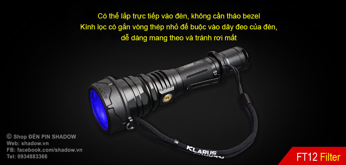 Kính lọc màu chuyên nghiệp KLARUS FT12 tương thích với Klarus XT12GT