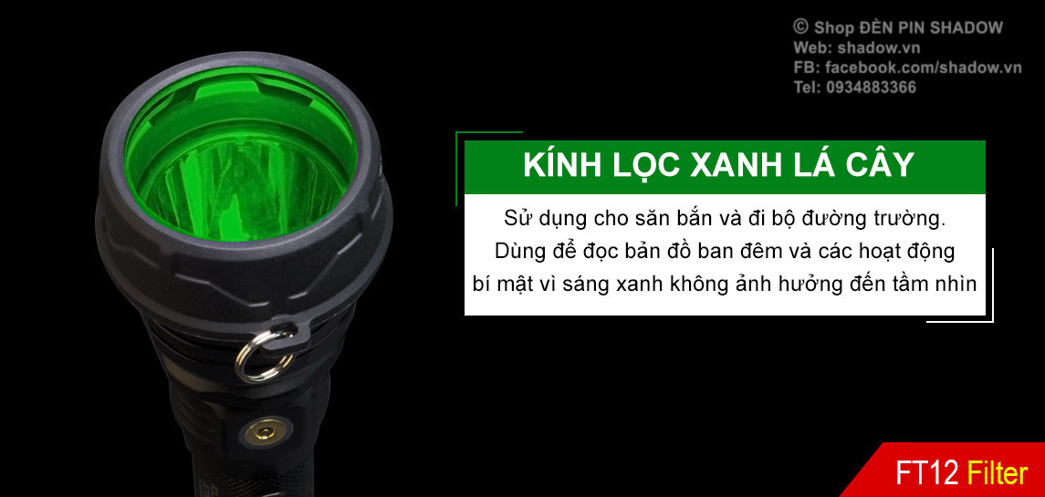 Kính lọc màu chuyên nghiệp KLARUS FT12 tương thích với Klarus XT12GT