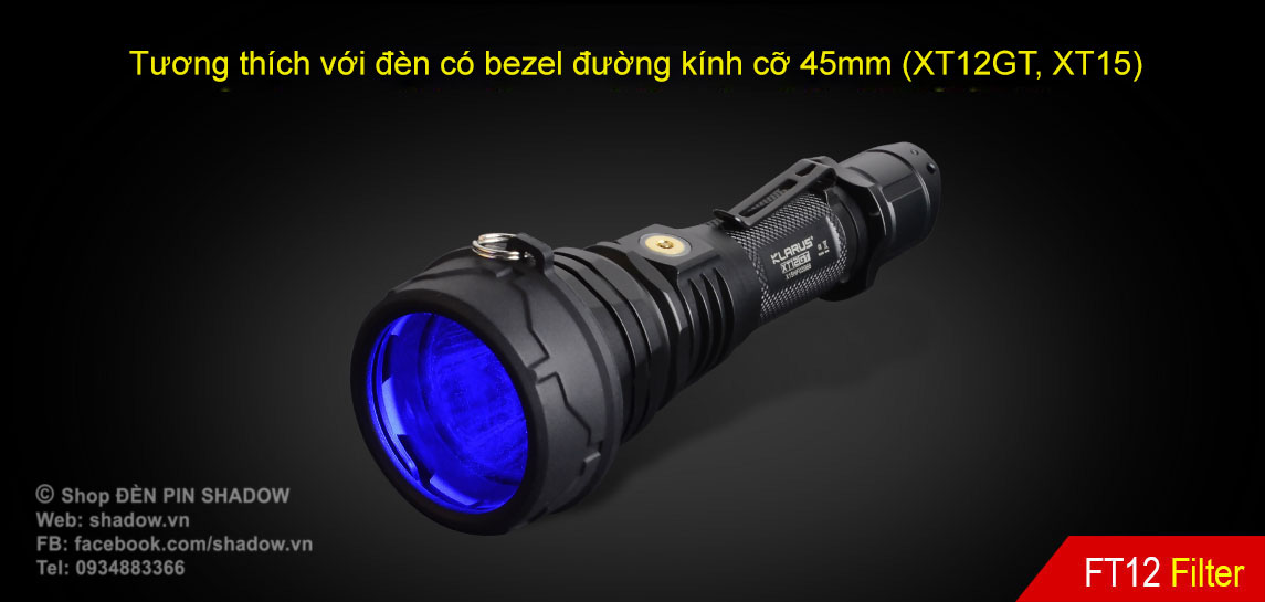 Kính lọc màu chuyên nghiệp KLARUS FT12 tương thích với Klarus XT12GT