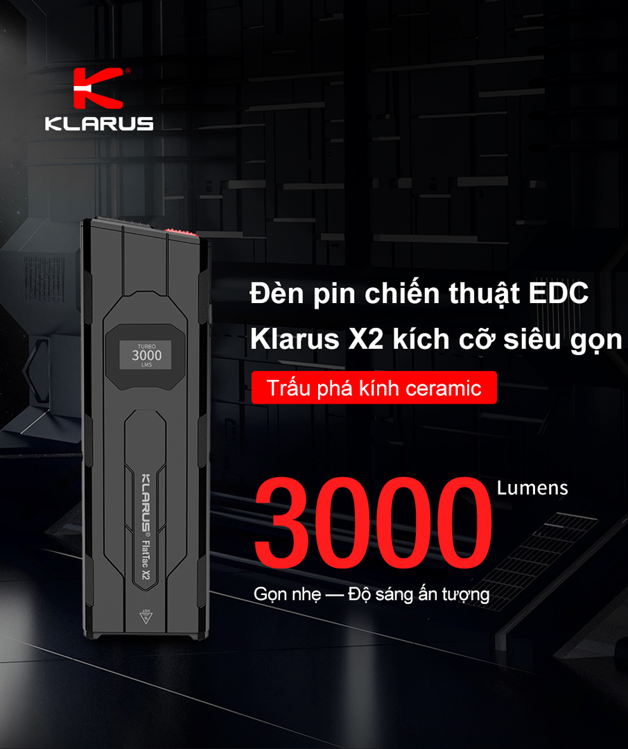 Đèn pin tác chiến siêu gọn KLARUS FlatTac X2 Độ sáng 3000 Lumens - Chiếu xa 170m