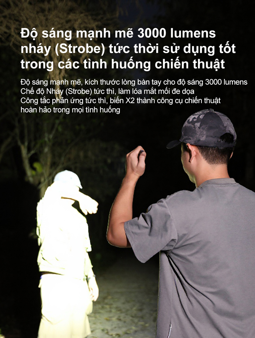 Đèn pin tác chiến siêu gọn KLARUS FlatTac X2 Độ sáng 3000 Lumens - Chiếu xa 170m