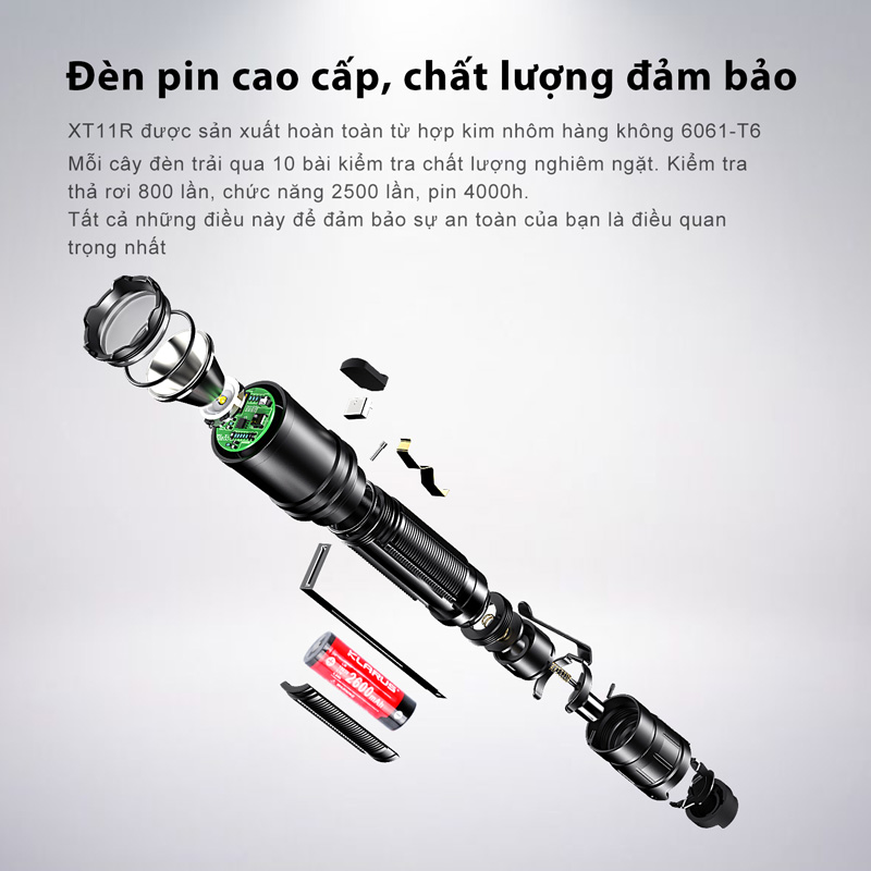 Đèn pin phản ứng nhanh KLARUS XT11R sáng 1300 lumen chiếu xa 300m
