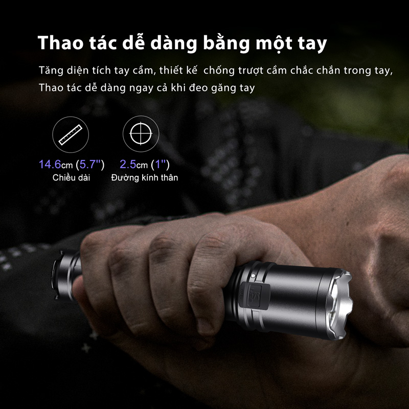 Đèn pin phản ứng nhanh KLARUS XT11R sáng 1300 lumen chiếu xa 300m