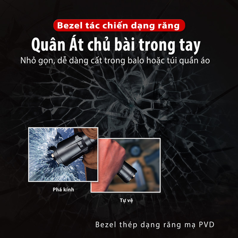 klarus xt21c được trang bị vòng bezel tác chiến dạng răng