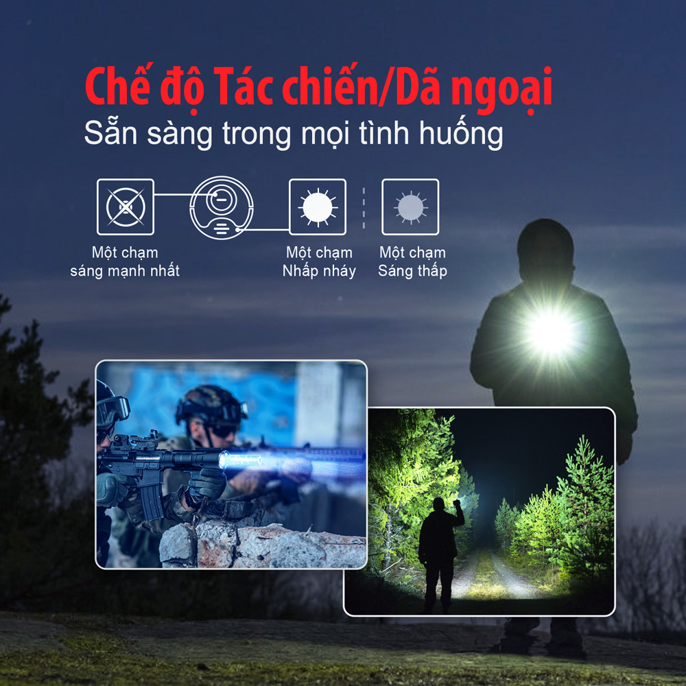 klarus xt2cr pro với chế độ tác chiến