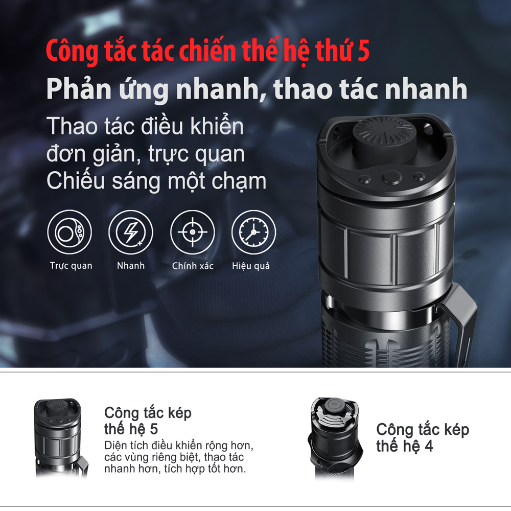 klarus xt2cr pro sử dụng công tắc tác chiến thế hệ thứ 5