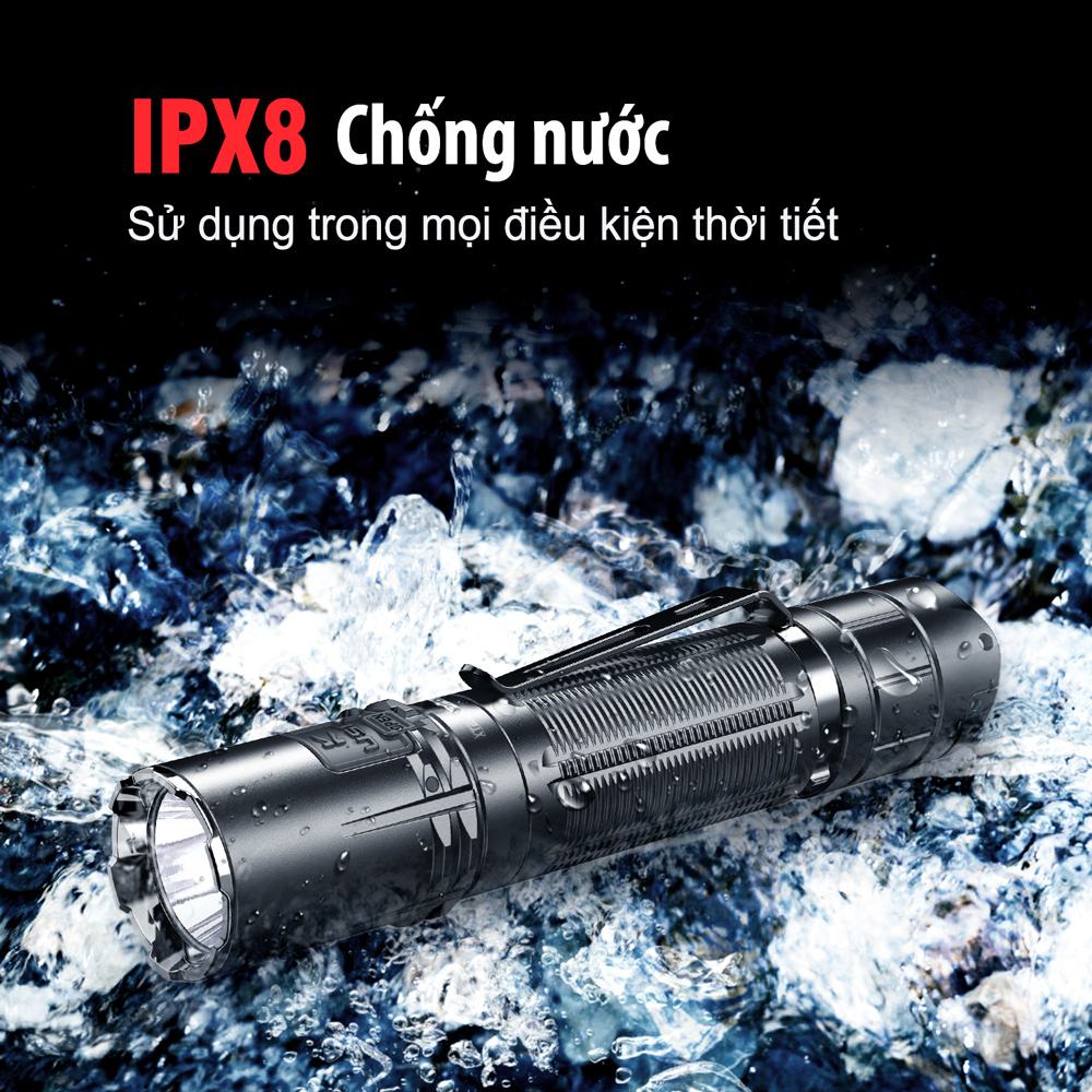 klarus xt2cr pro đạt chuẩn chống nước IPX8