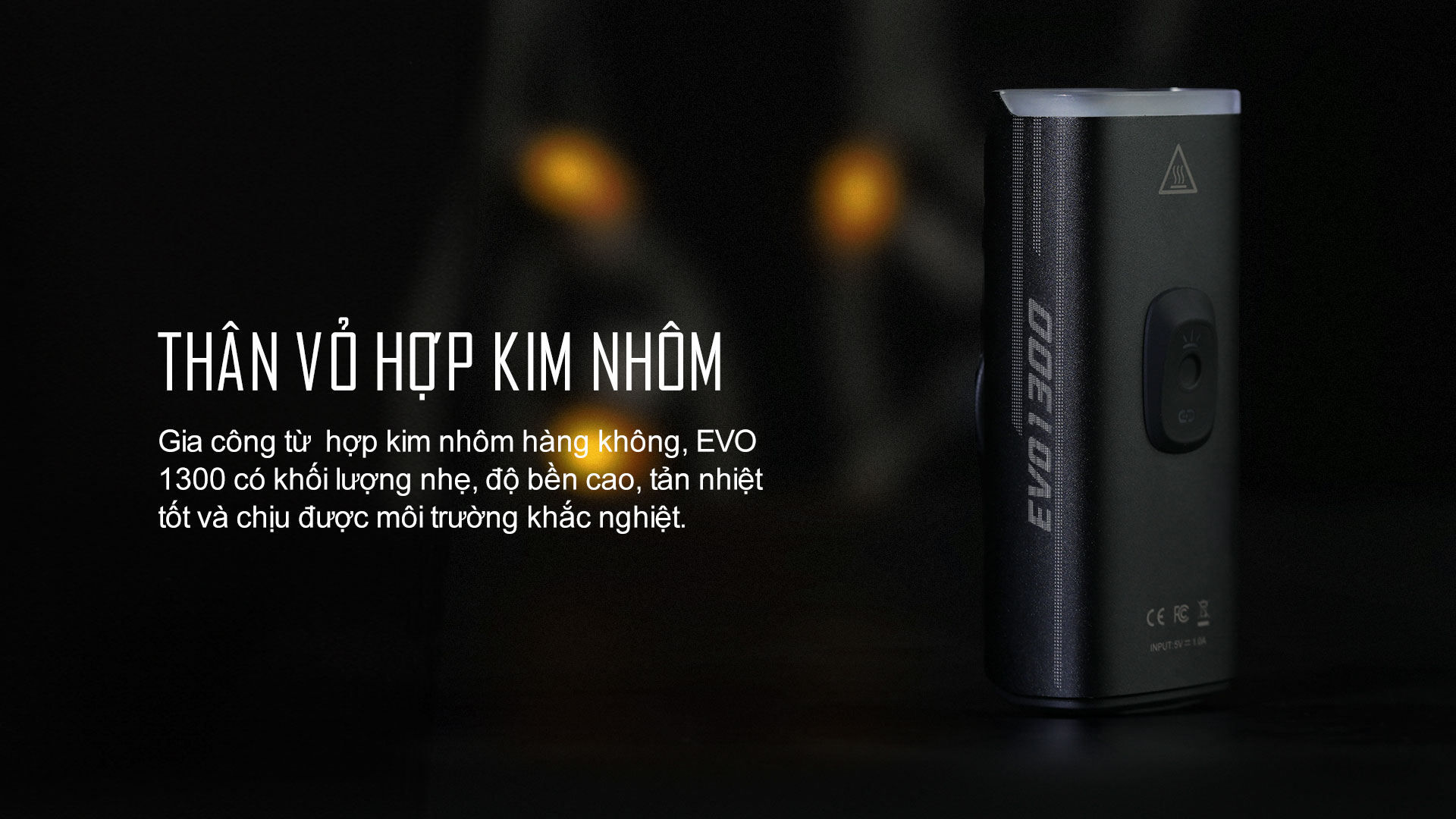 Đèn xe đạp MAGICSHINE EVO 1300 làm bằng hợp kim nhôm