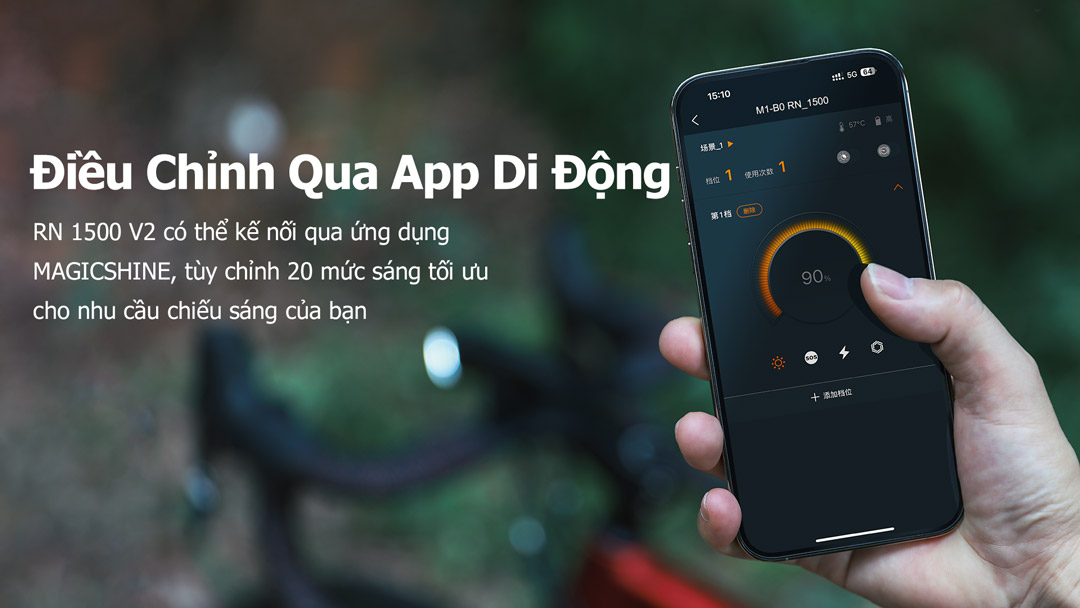 Đèn xe đạp MAGICSHINE RN 1500 V2 siêu sáng 1500lm 5000mAh hỗ trợ đồng bộ ánh sáng FTR, Powerbank