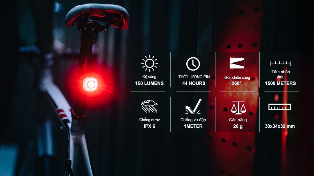 Đèn hậu xe đạp MAGICSHINE SEEMEE150 độ sáng 150 lumen tầm nhận diện 1.500m