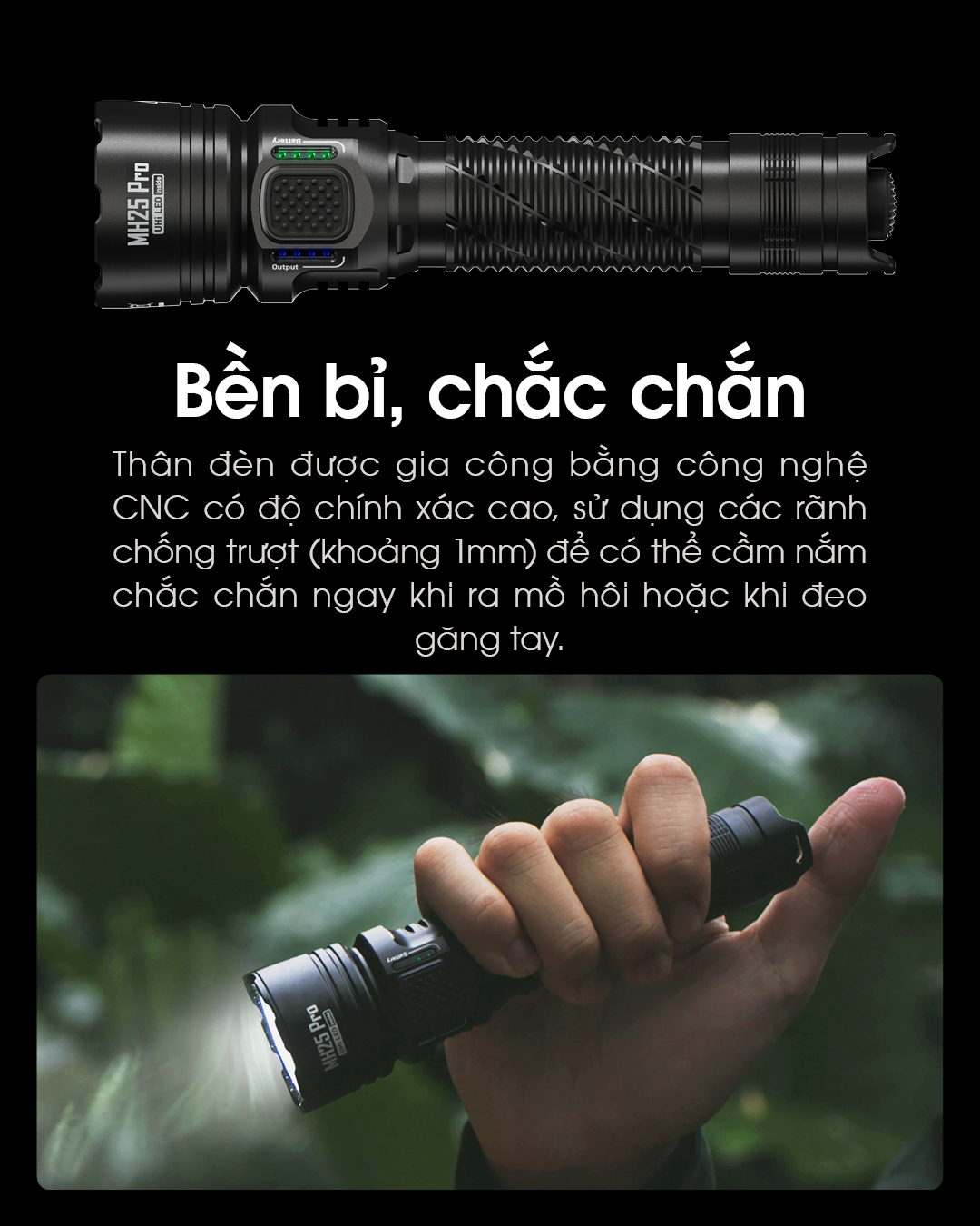 Đèn pin chiếu xa NITECORE MH25 PRO sáng 3.300 lumens chiếu xa 705m pin sạc 21700 5300mAh USB-C