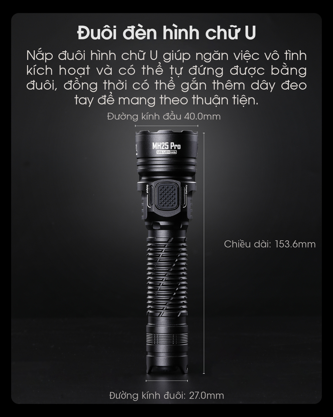 Đèn pin chiếu xa NITECORE MH25 PRO sáng 3.300 lumens chiếu xa 705m pin sạc 21700 5300mAh USB-C