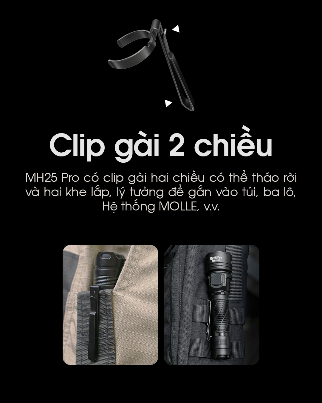Đèn pin chiếu xa NITECORE MH25 PRO sáng 3.300 lumens chiếu xa 705m pin sạc 21700 5300mAh USB-C
