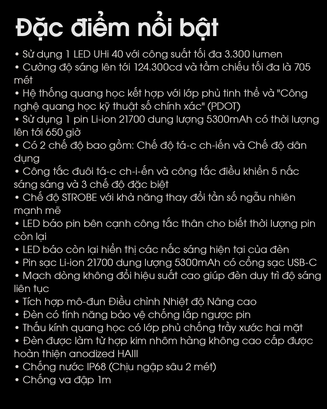 Đèn pin chiếu xa NITECORE MH25 PRO sáng 3.300 lumens chiếu xa 705m pin sạc 21700 5300mAh USB-C