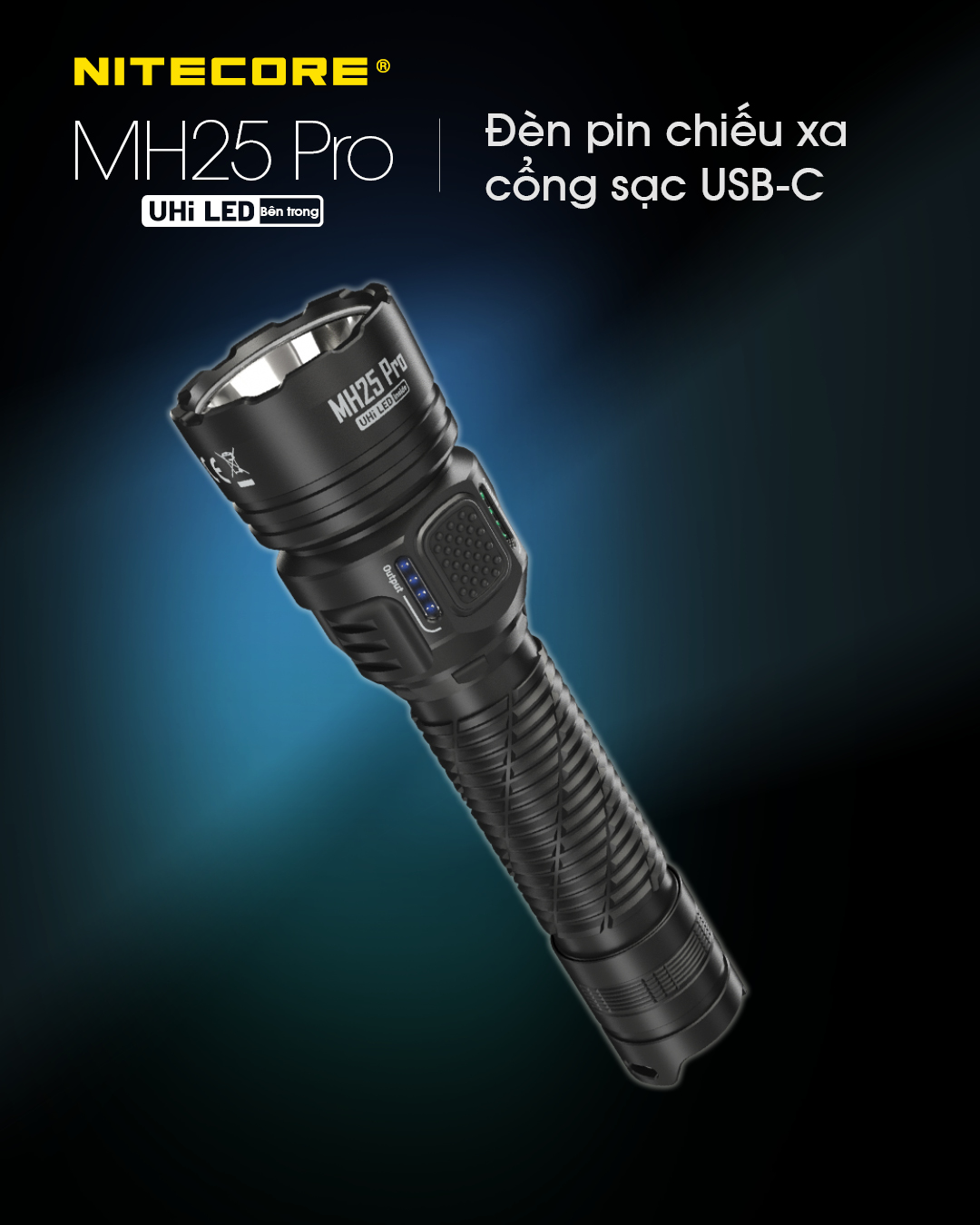 Đèn pin chiếu xa NITECORE MH25 PRO sáng 3.300 lumens chiếu xa 705m pin sạc 21700 5300mAh USB-C